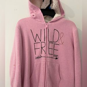 Eddie Bauer girls Sherpa jacket. Pink with white fleece inside. Warm and cozy!